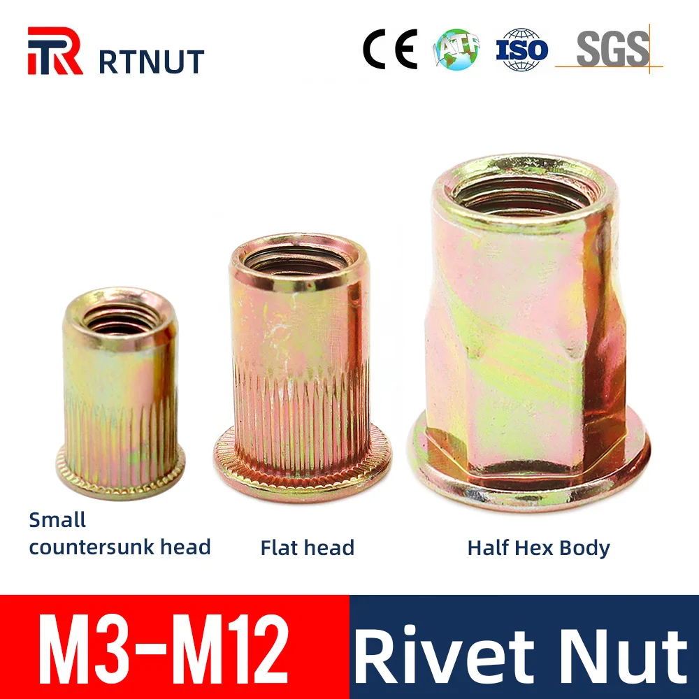 50100PcsRivetNutFlatHeadCountersunkReduceKnurledHalfPart