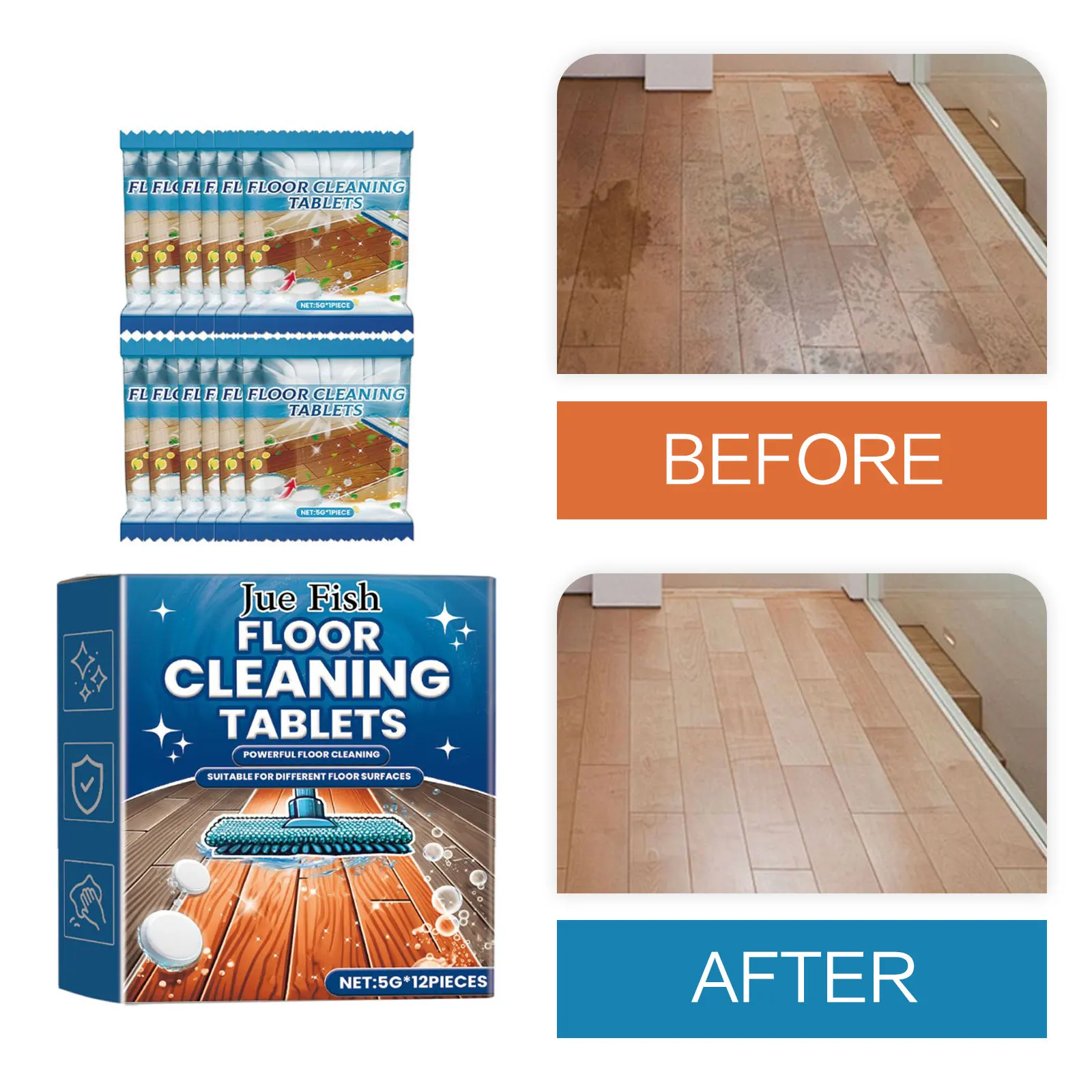 Floor Cleaning Tablets Floor Dirts Stains Remover Tile Descaling Brightening Ceramic Decontamination Cleaner Detergent