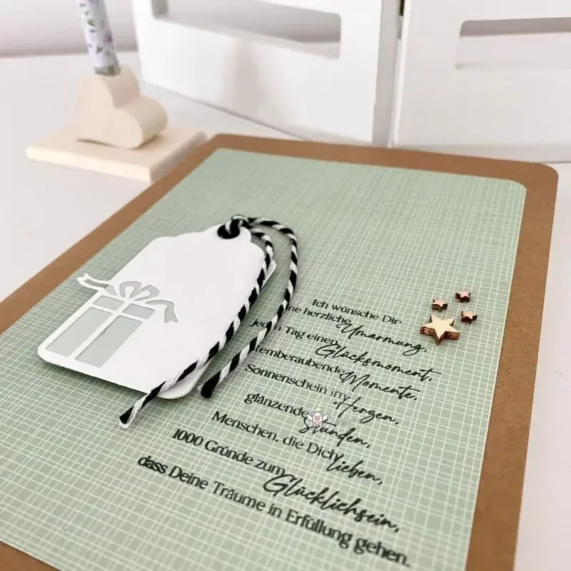 Mmao Craft Metall-Stanzformen, Schneidformen, Weihnachtsgeschenkbox-Etikett, Scrapbook-Papier-Bastelmesser, Schablonen, Stanzschablonen
