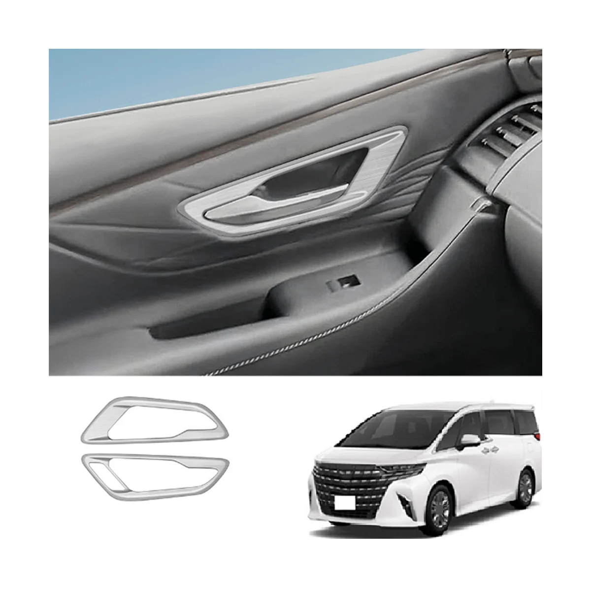 

Для Toyota Alphard 40 серия 2023 + внутренняя дверная тарелка панель внутренняя ручка Защитная крышка аксессуары для интерьера серебристый RHD