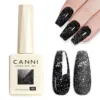 CANNI HEMA FREE Gel Nail Polish Black Glitter Diamond Sparkle Gorgeous Color Long Lasting Soak Off UV LED Gel Lacquer Super Top 1