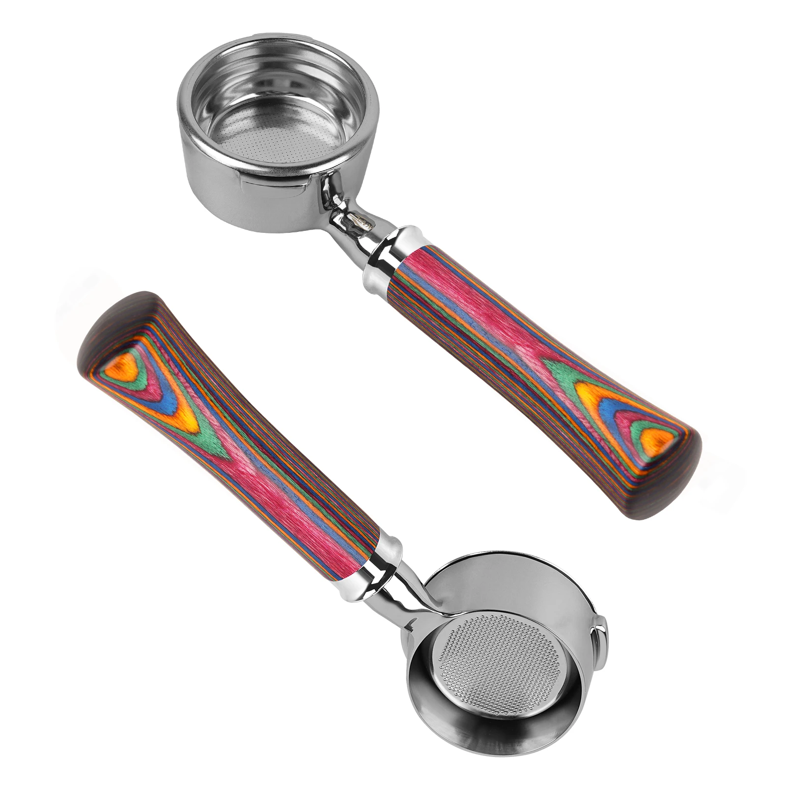 Ikape Portafiltro Senza Fondo Per Delonghi/Barsetto/Berivlle/Lamarzocco/Flair58/Ecm/Lelit/Wega Manico In Legno Colorato 51/54/58Mm