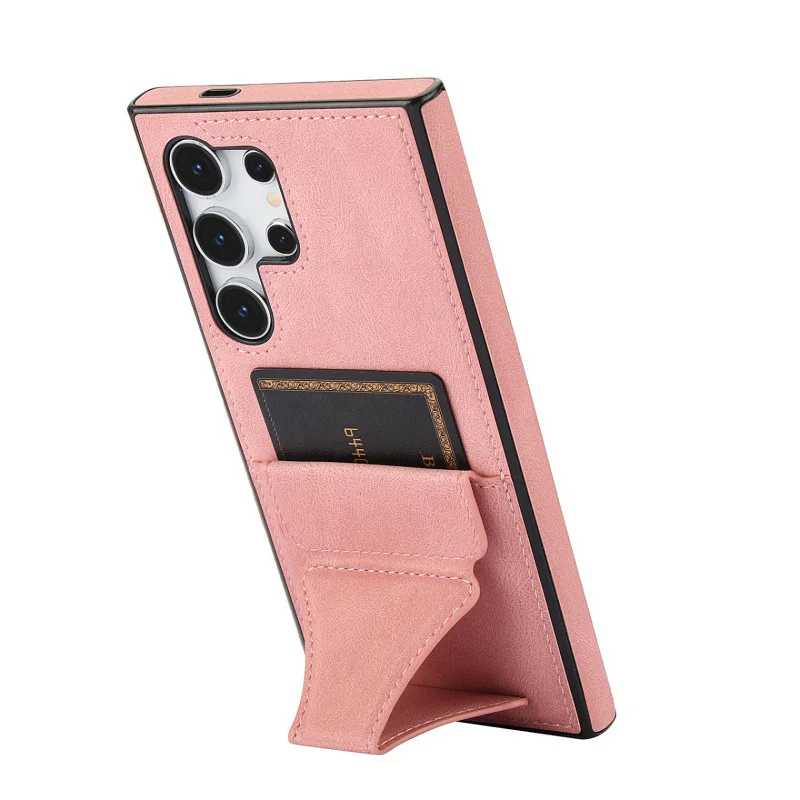 Leather Card Holder Stand Case with Shockproof Foldable Kickstand Cover