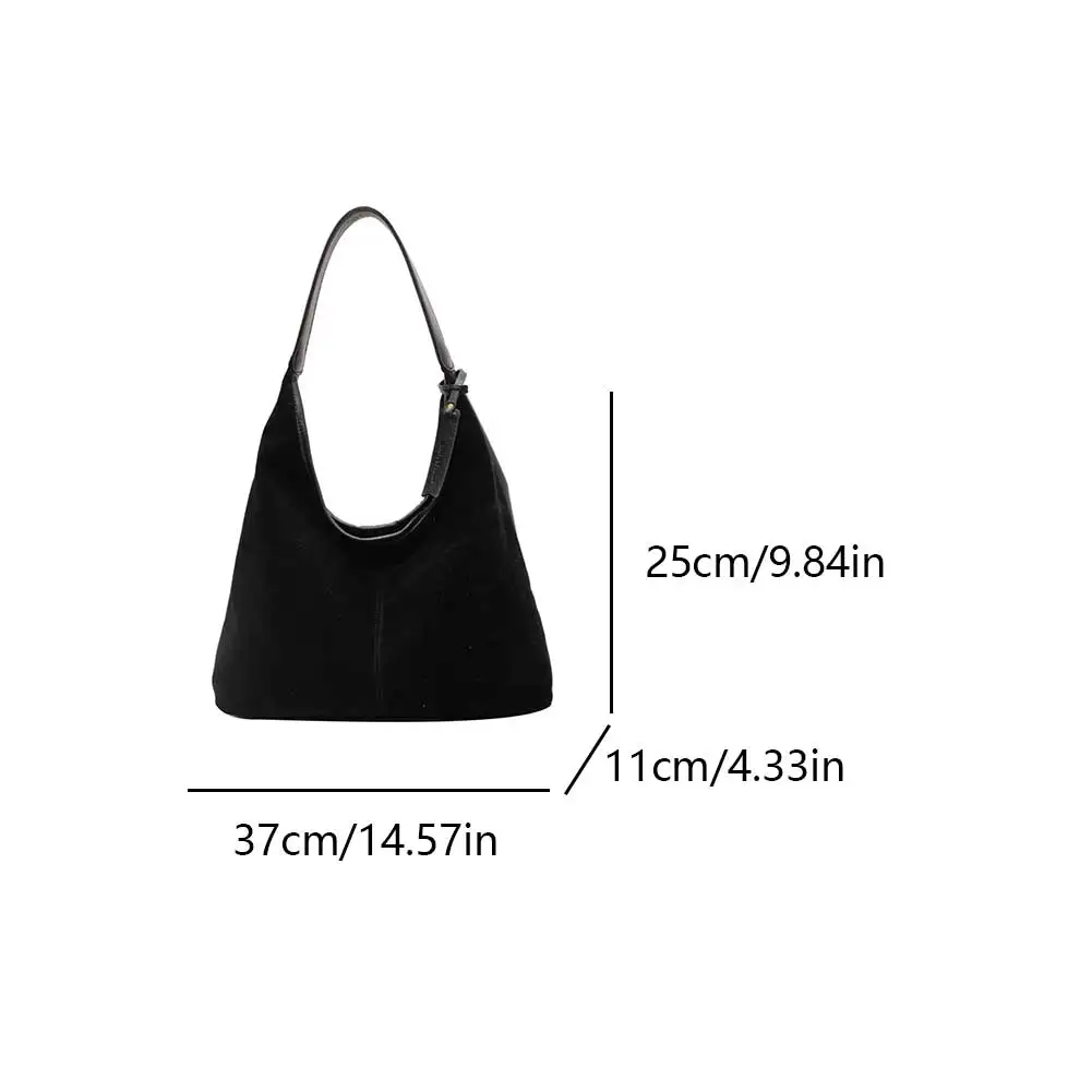 Women Suede Shoulder Bag Simple Tote Handbag Large Capacity Trendy Work Hobo Hasp Closure Vintage Hobo Bag Outdoor Travel Bag