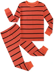 Colorful Rainbow Stripe Kids Pajamas - Boys Toddler Sleepwear Set for Halloween Carnival & Parties (2)