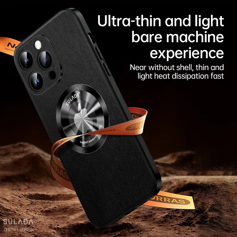 For Iphone 15 Pro Case Luxury Leather Phone Case for Iphone 13 12 14 Pro Max Plus Promax Magnetic Cow Skin Texture Phone Cover