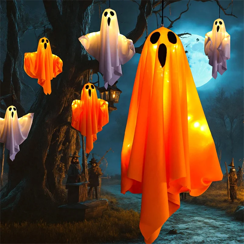 Description Picture 3 of itemHalloween Party LED Glow Ghost Home Indoor Outdoor Decoration Supplies 2024 Haunted House Bar Hanging Horror Props with Lights