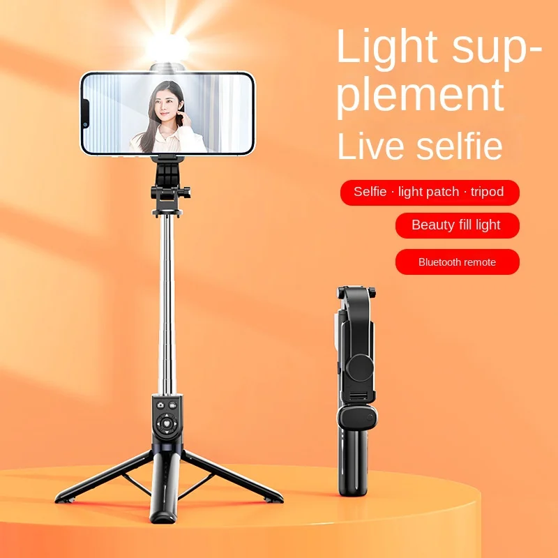 Selfie stick mobile phone tripod 1 m with remote and led cell holder for live stream compatible iPhone Android