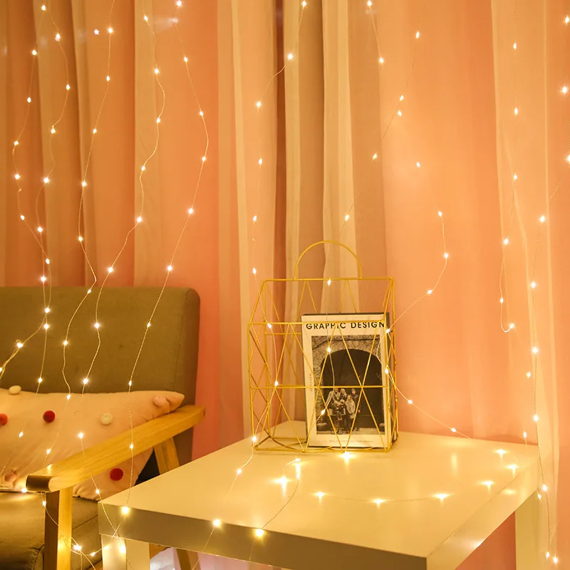 

LED Curtain Lights Fairy Garland On The Window USB Light String Home Decoration Christmas Wedding Party Festoon