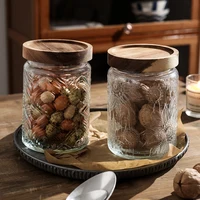 Japanese Retro Embossed Glass Sealed Jar Storage Jar Snack Dried Fruit Jar Glass Jar Kitchen Supplies Storage Jar Ornament 2