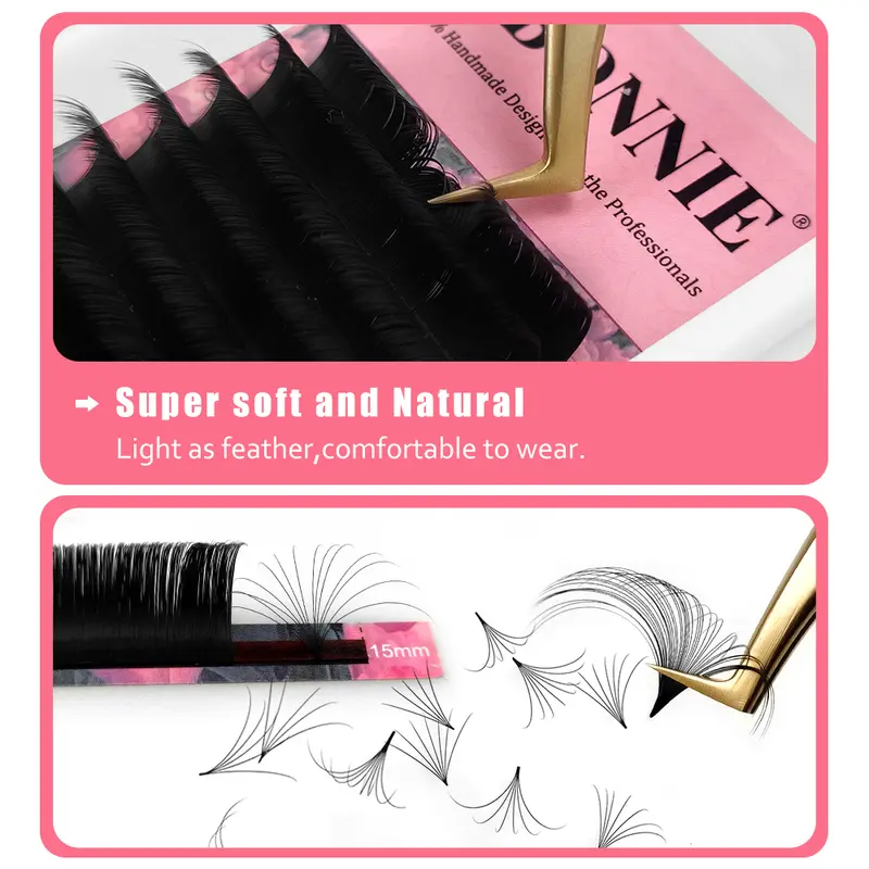 Abonnie Cashmere Easy Fan Lashes Eyelash Extensions Mega Volume Fans All Size Eyelashes Supplies for Eye Beauty - Image 2