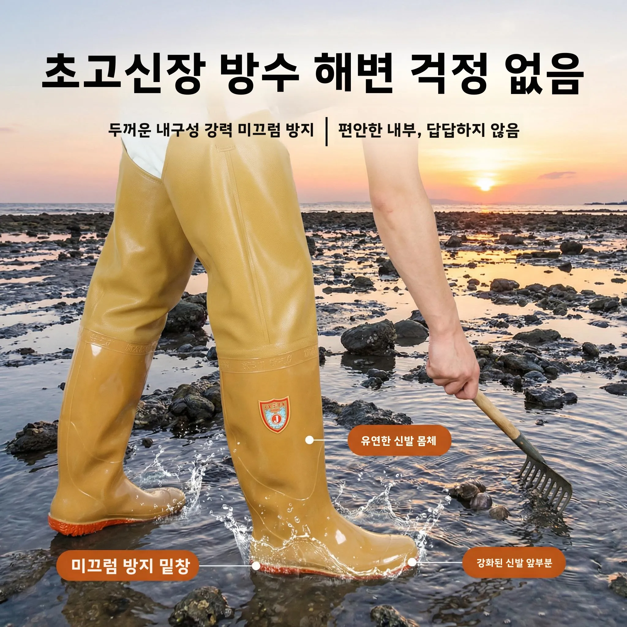 경량 롱튜브 레인부츠 남녀공용 해산물 채집용 방충 가정 및 정원용 신발 커버