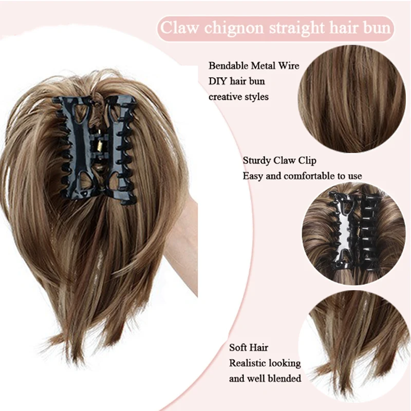 H&STAR Synthetic Hair  Extension Straight  Fully Short Ponytail Extension Hair Accessories Claw Clip Hairpiece for Women