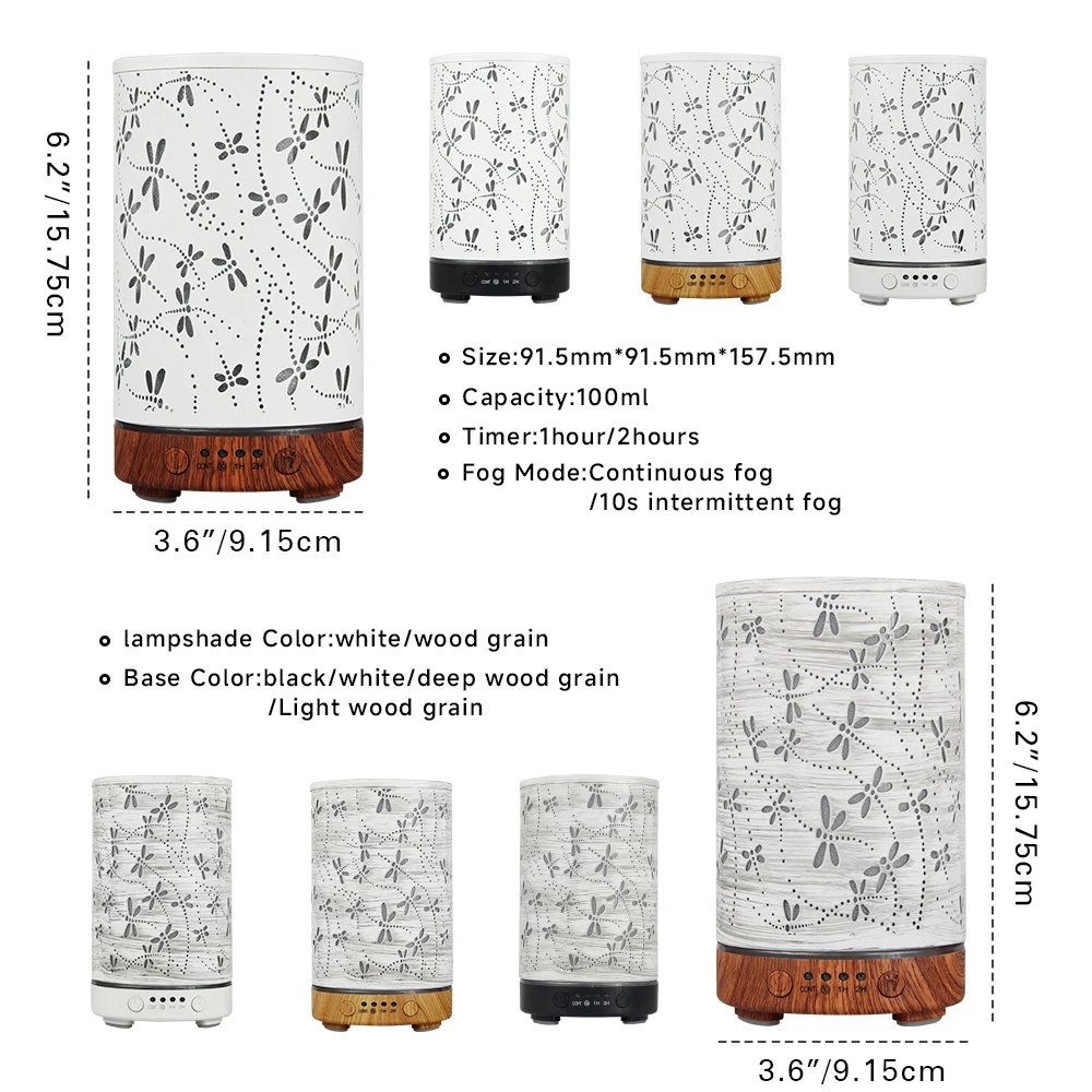 Dragonfly Cool Mist Essential Oil Diffuser with Auto Shut-Off, 100ml Capacity