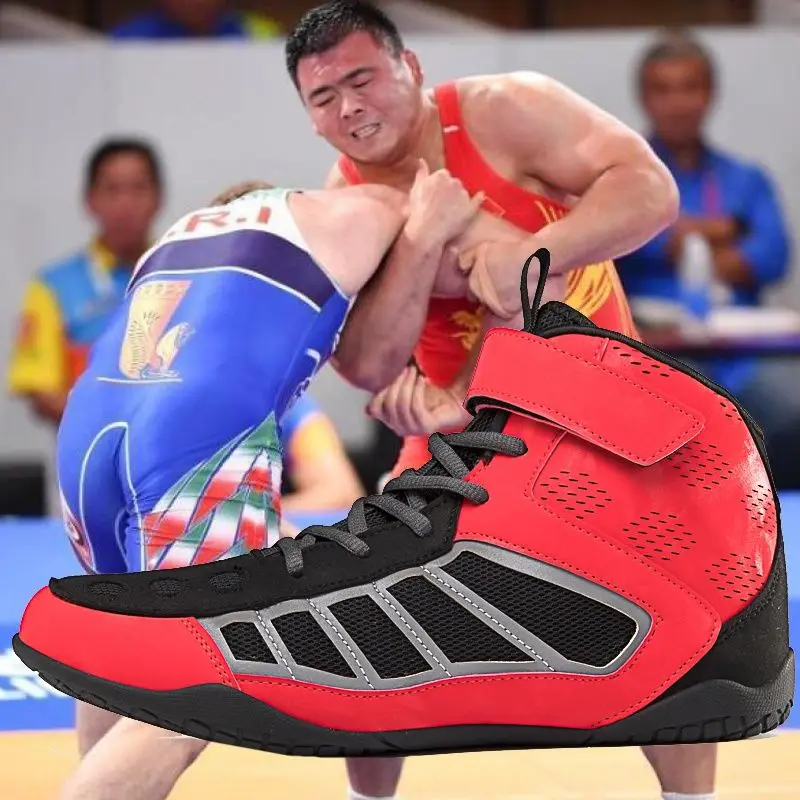 Breathable Boxing Fighting Sneakers Professional Unisex High Top Wrestling Shoes Boxing Fighting Training Boots Outdoor Sports