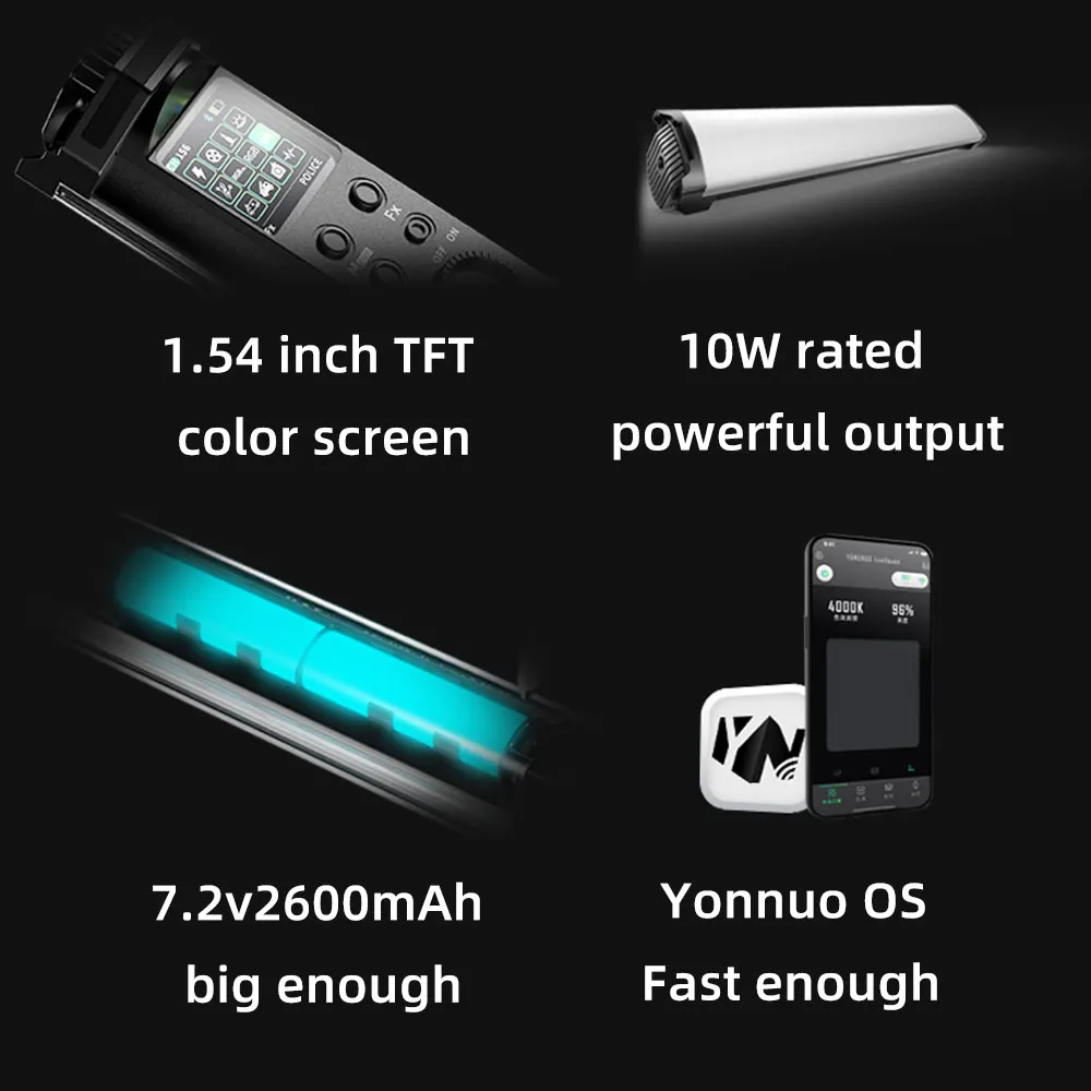 Yongnuo 미니 휴대용 RGB 풀 컬러 사진 아이스 라이트, LED 비디오 라이트, 2700K-7500K 필 스틱 조명 페인팅, YN360