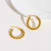 Circle Twisted Rope Hoops, Women's Huggie Earring, Stainless Steel Jewelry Waterproof 6