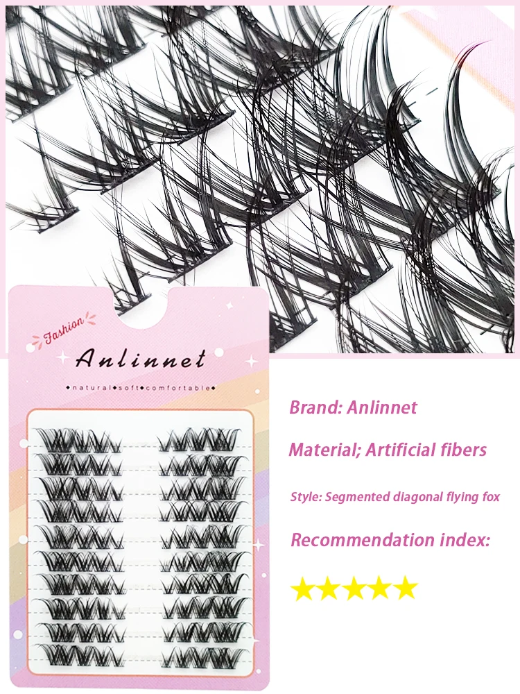 Description Picture 4 of itemMix 3D Fluffy Single Cluster Eyelash Extension Segmented Natural Mink Fox Eye Effect makeup Lashes Individual False eyelashes