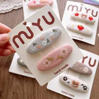Cute Korean Forest Style Embroidered Cloth Toddler BB Clips Side Hair Clamps Teen Girls Bangs Ornaments - Image 2
