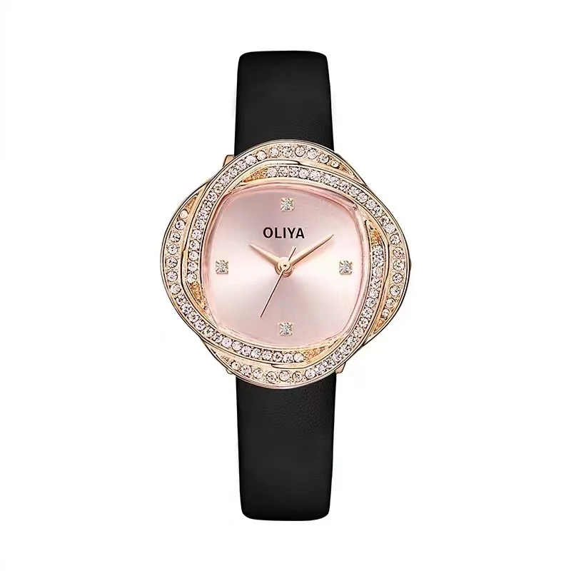 sunny lucky girleather Ladies watch ultra-thin belt flower-shaped surround diamond circle multi-color Quartz Women's watch Reloj