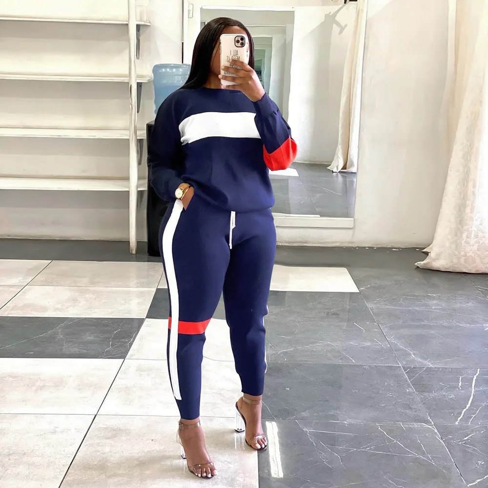 CM.YAYA Active Two 2 Pieces Set for Women Fall Winter Fitness Outfit Pullover Sweatshirt + Jogger Pants Sporty Street Tracksuit 7