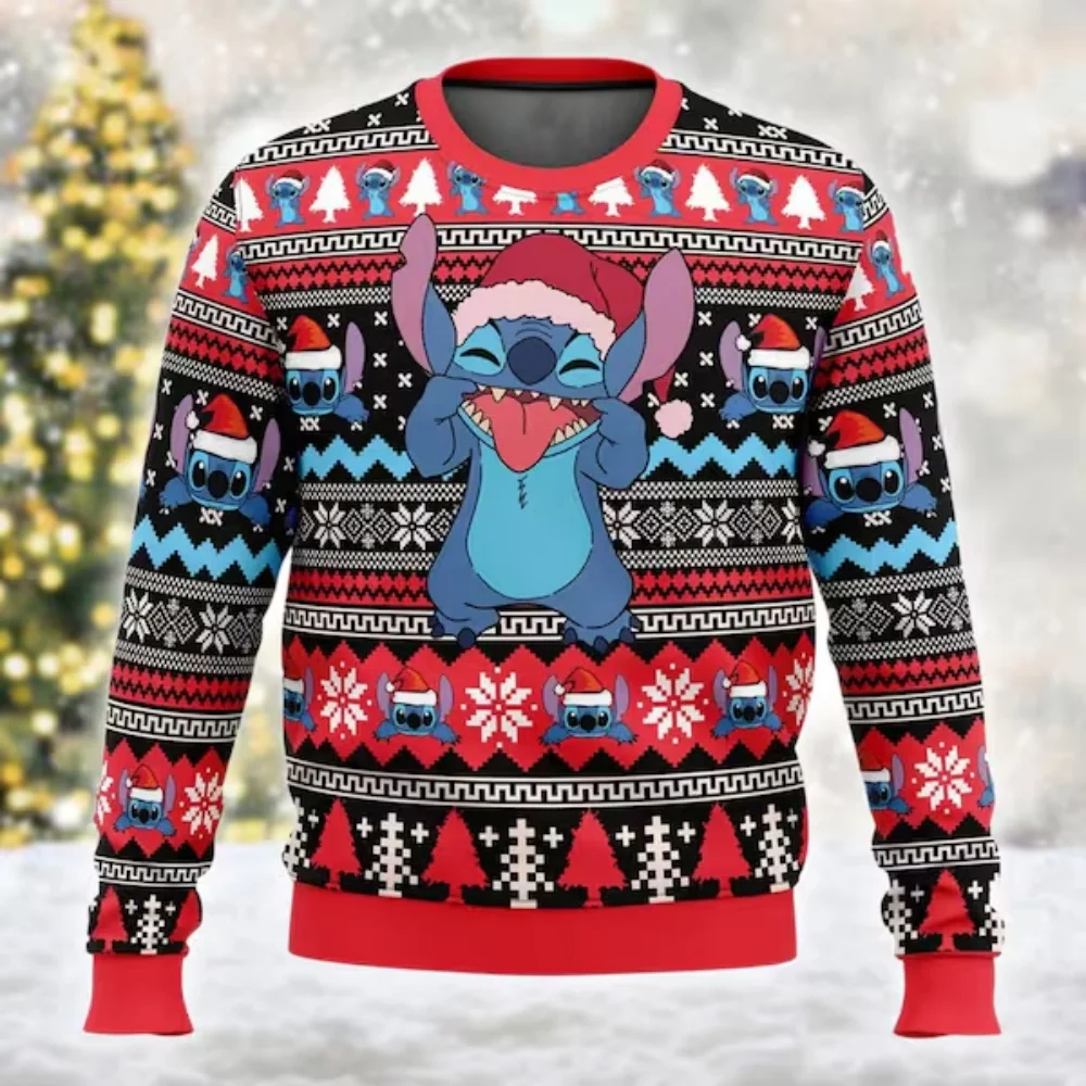 Stitch Pull De Noel Fun STITCH Happy Holidays Christmas Jumper (L)