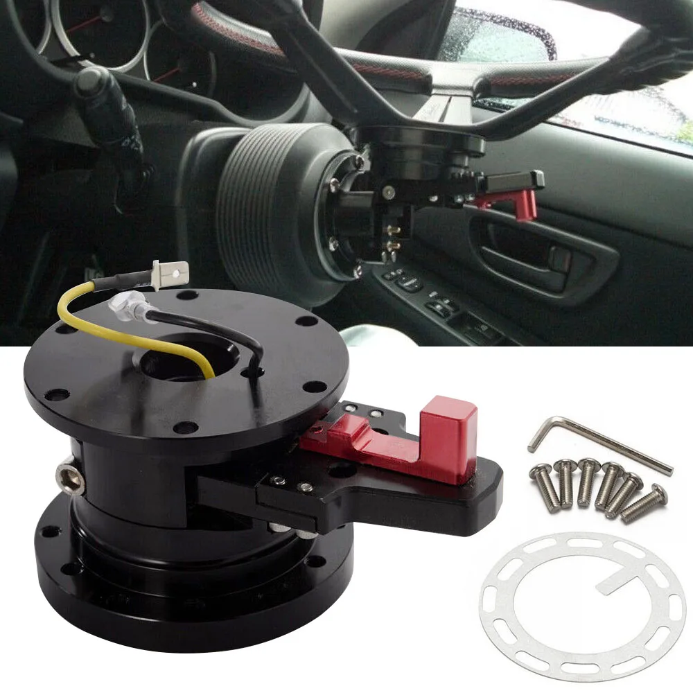 

Steering Wheel Black Quick Release Tilt System JD M Race Racing Hub Kit Adapter Body Removable Snap Off Boss