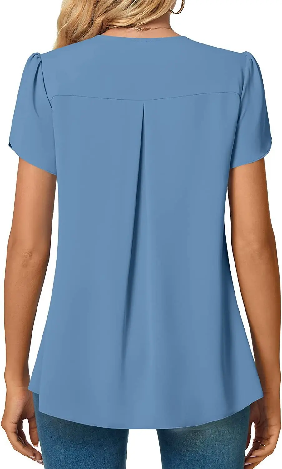 Elegantes Damen Top Bluse Blume 2024 Sommermode Einfachheit Kurzarm Solide V-Ausschnitt Pendler Büro Weibliches Hemd S-XXL