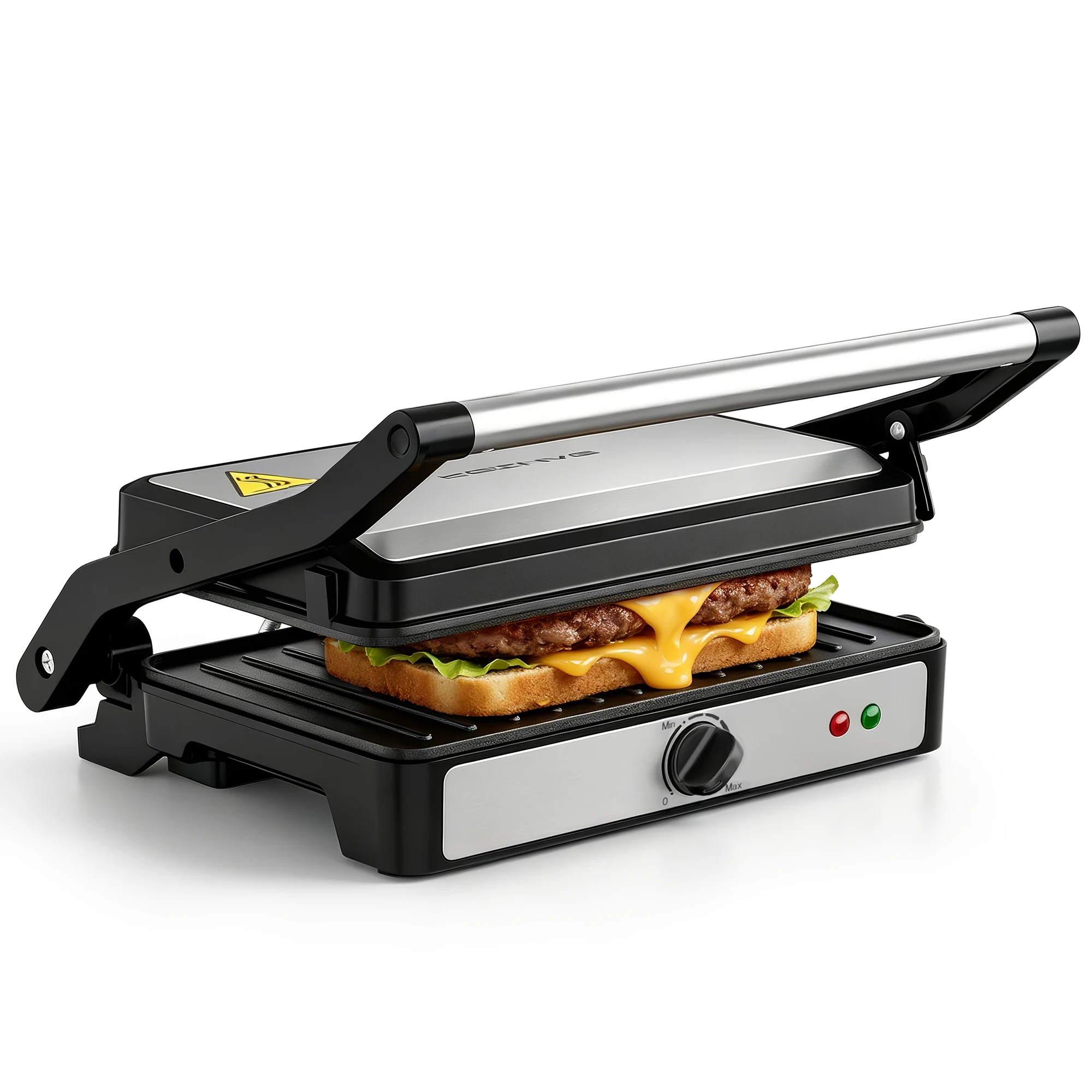 2-Slice Sandwich Maker, 900W Indoor Grill & Panini Press, Adjustable Temperature Control, 180° Flat Opening, Cool-Touch Handle, Kitchen Appliance Gift 1