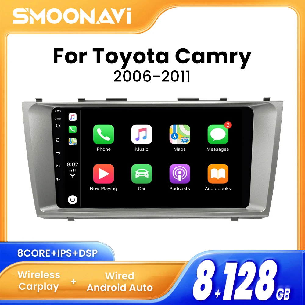 

Wireless CarPlay Car Radio Multimedia Player For Toyota Camry 40 50 2006-2011 Android12 8GB 128GB 4G Wifi DSP IPS GPS Navigation