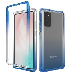 Thick Candy Color Shockproof Transparent Phone Case - Durable Dual Layer Back Cover for Note 20 (Blue)