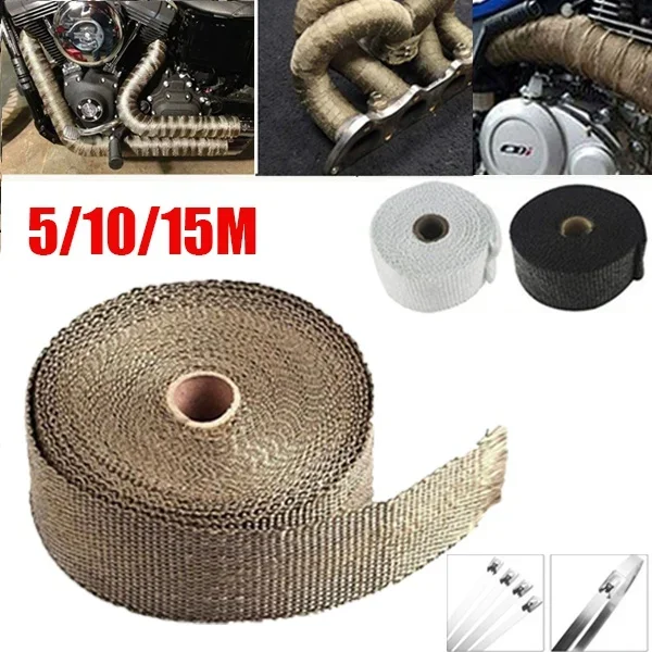 25mm*15m Exhaust Pipe Insulation Thermal Heat Wrap Roll Insulation Cotton Banana Cloth Motorcycle Fiberglass Heat Shield Tape