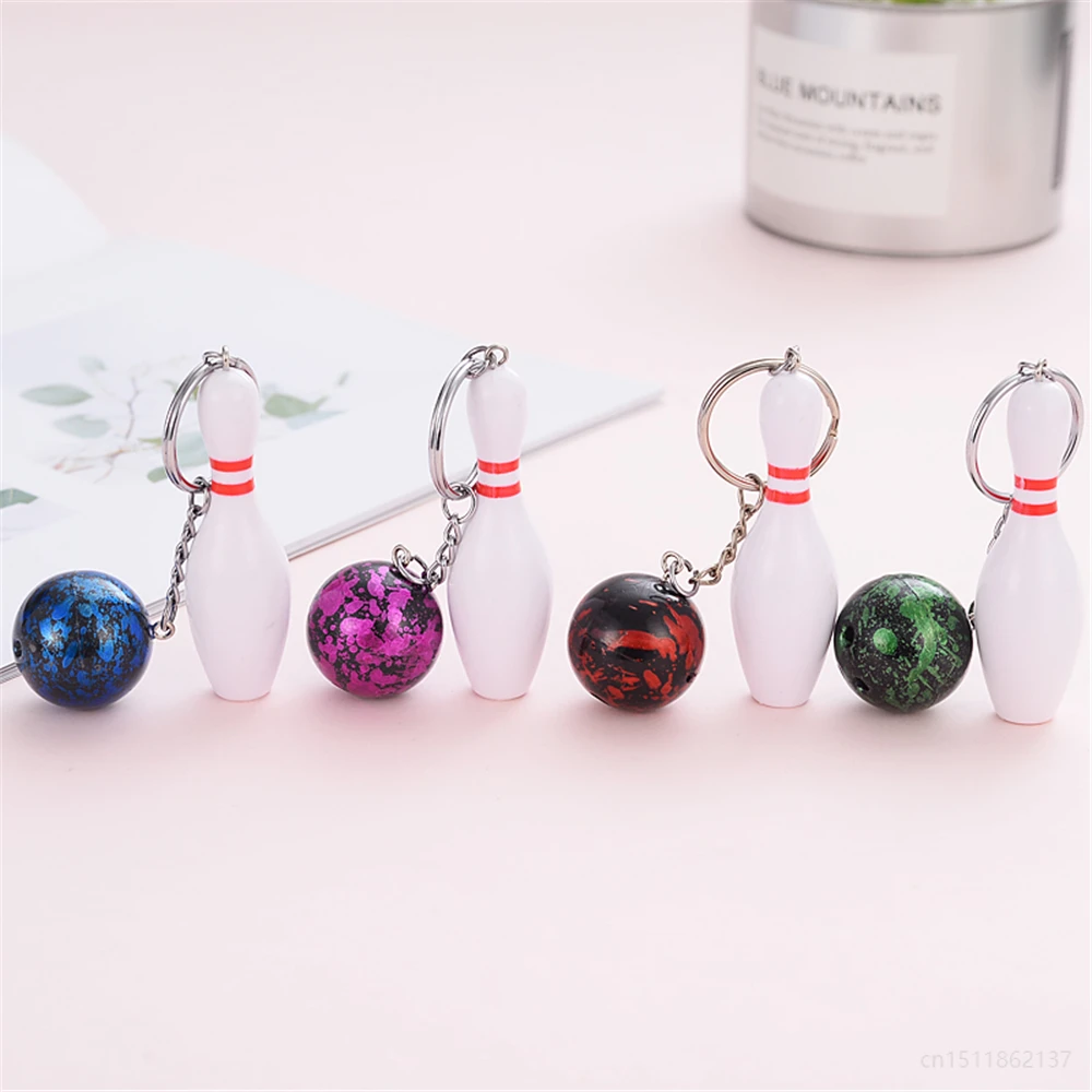 Funny Bowling Keychain for Women Men Bag Pendant Sports Car Keyring Ball Game Key Chains Friendship Souvenir Gift