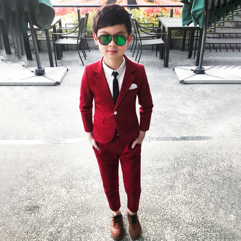 2022 Spring Kids Wedding Suits for Boys Blazer Pants Children Formal Party Clothes Sets Dress Tuxedo Toddler School Outfits