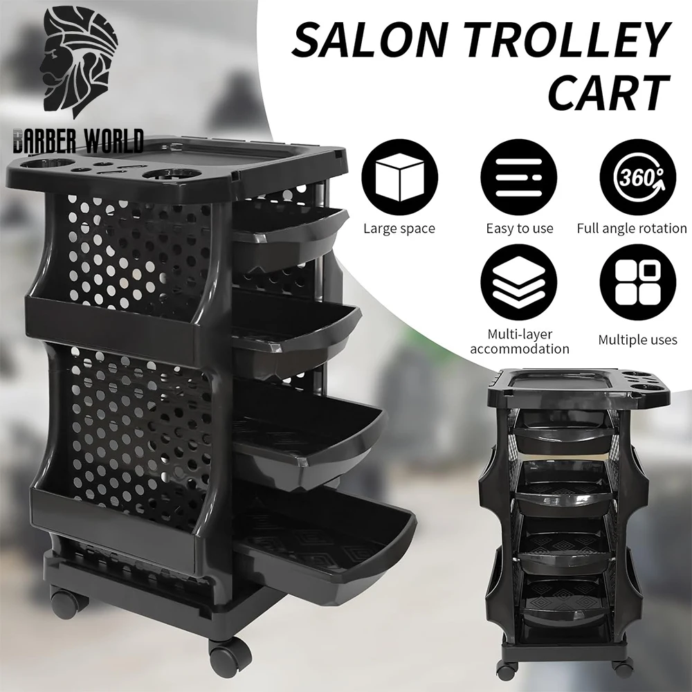 Speciality Barber Trolley Rolling Carthigh-capacity Hair Cabinet Tool Tray Trolley Multifunctional Service Cart Storage Stand under desk cable management net under desk wire net capacity cord organizer cable management tray for stand desk