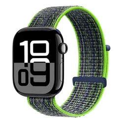 Nylon Loop Strap Bracelet for Smartwatch - Vibrant and Durable Design (114 Bright Green Blu)
