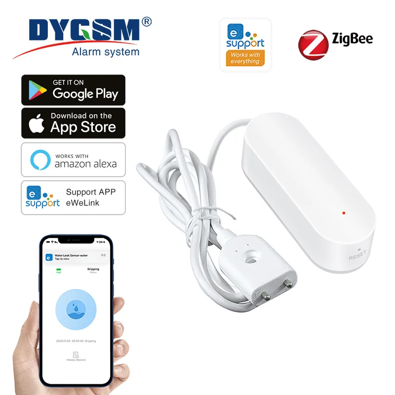 Ewelink Zigbee3.0 Water Sensor Alarm Water Leak Detector Flood Alert Overflow Security Alarm System Works With Zigbee Gateway