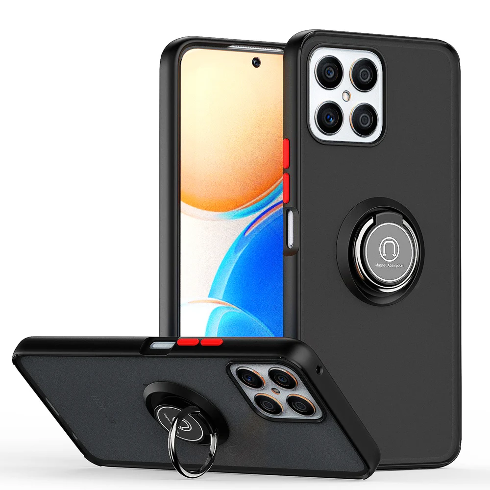 Capa de celular transparente mate com anel para honor x8_voghion.com