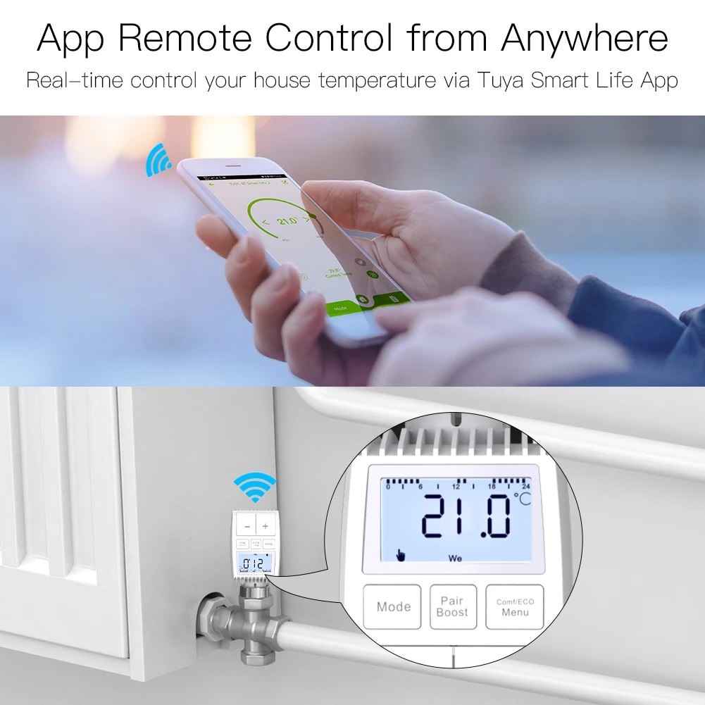 MOES Termostato Intelligente Per Radiatori, Set Da 3 Con Hub Zigbee, Compatibile Alexa E Google Home