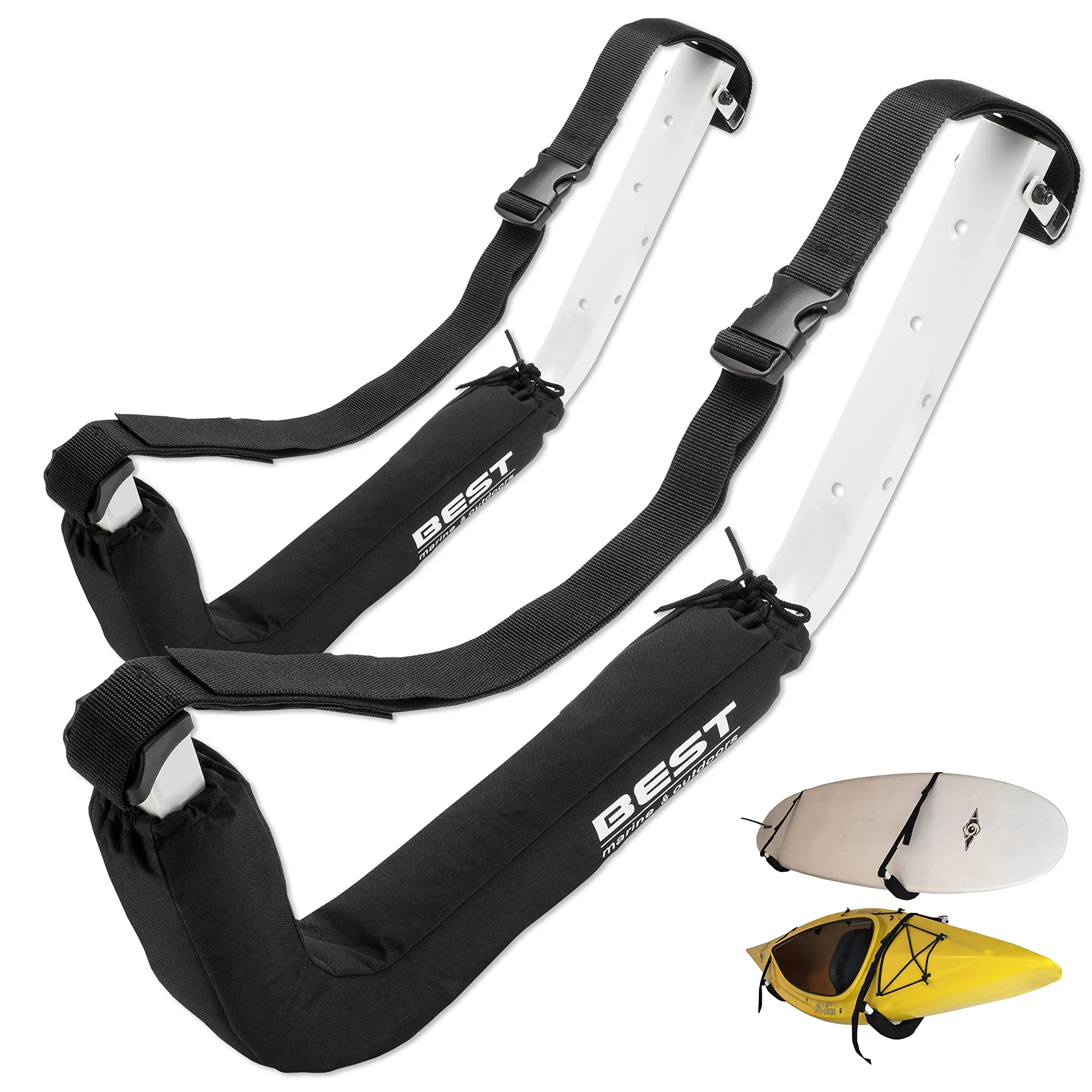 

Best Marine and Outdoors Kayak Storage Rack, 2 Premium Wall Mount Racks for Kayaks & SUP Paddle Boards, 125lb Weight Capacity