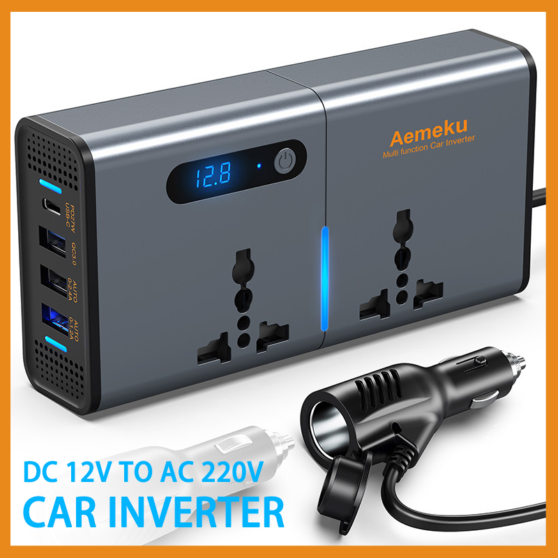 NEW Car Inverter DC 12V to AC 220V 200W Auto Converter Type-C USB Fast Charging Car Inverter Charger Adapter Car Power Inverter