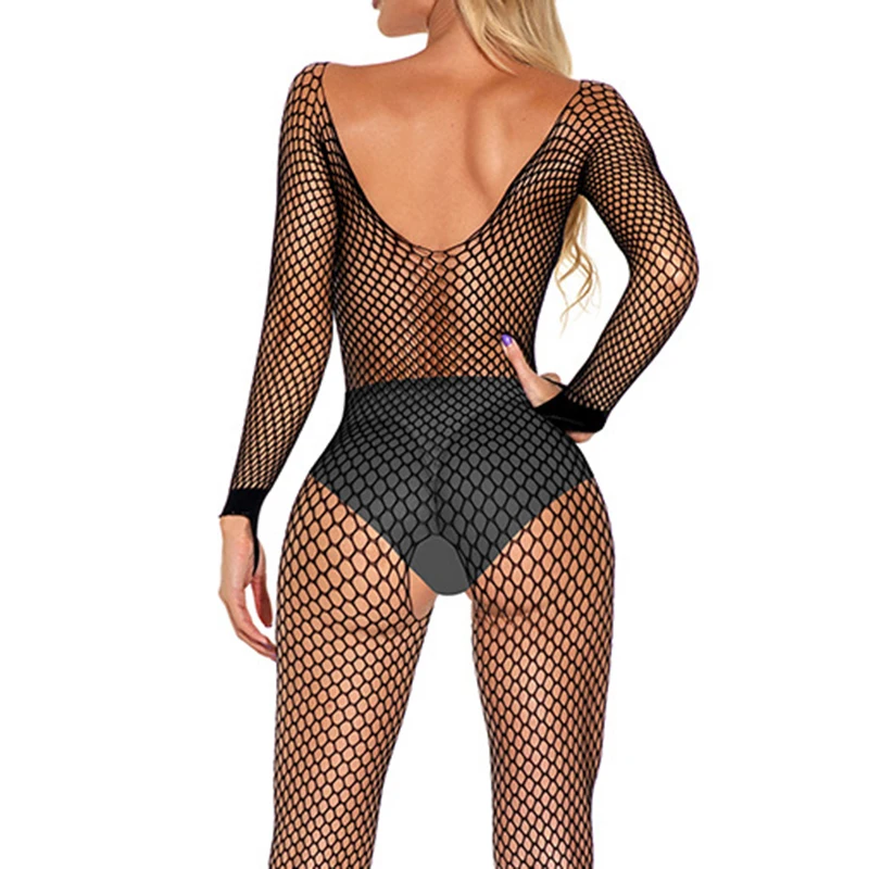 Black Sexy Bodystockings Women Fishnet Body Suit Open Crotch Catsuit Mesh Tights Lingerie Socks Sleepwear Fashion Bodysuits women underwear sexy lingerie