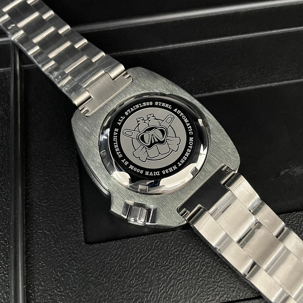 Mechanical Watch Diver Watch STEELDIVE 44mm SD1974 Orange Dial Ceramic Bezel Super Luminous 200m NH35 Automatic Dive Watch Milled Clasp