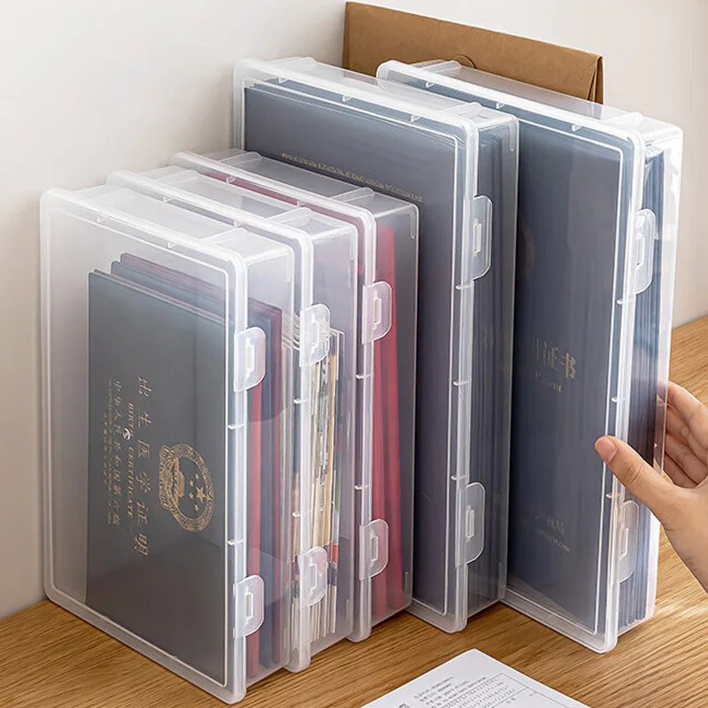 Large Capacity Transparent Plastic Storage Box for Important Documents and Household Organization