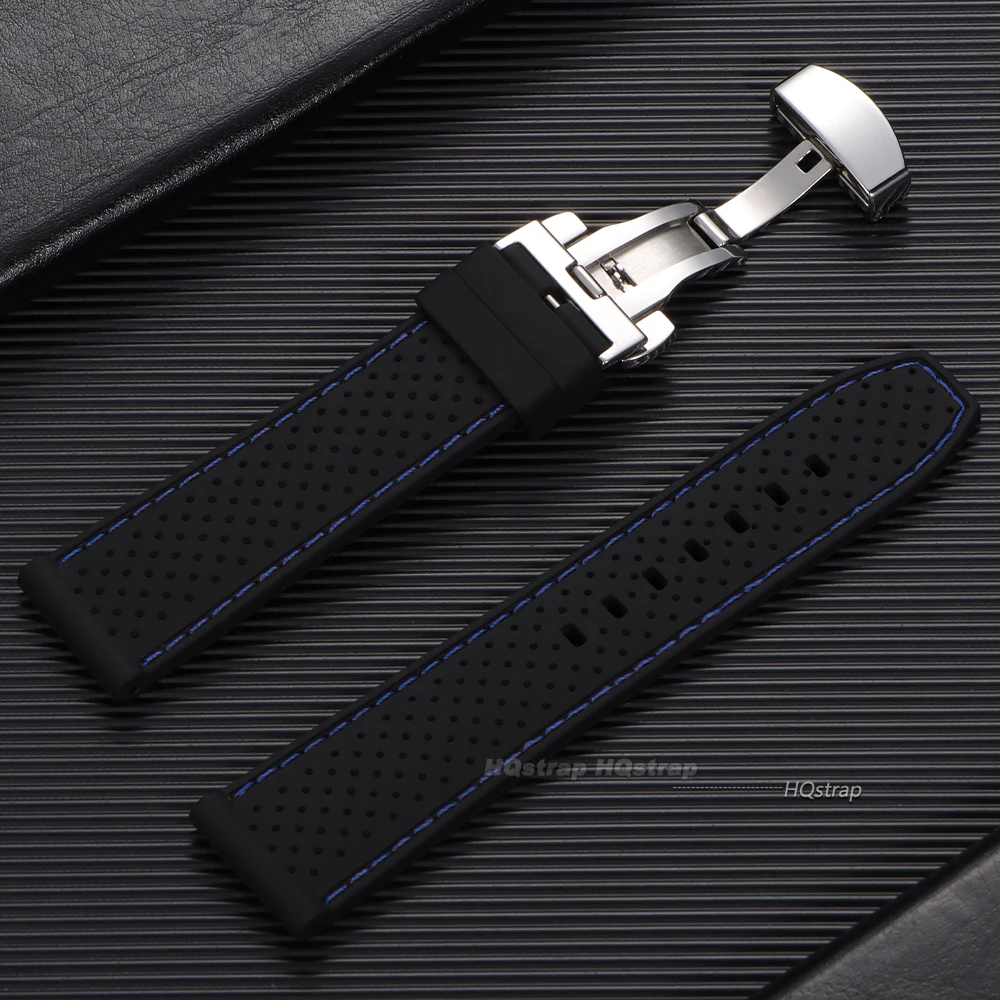 Silicone Sport Watch Strap with Butterfly Buckle - Breathable Waterproof Wristband
