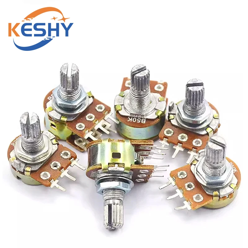 5Pcs WH148 Linear Taper Rotary Potentiometer Resistor 15mm 20mm 3pin 6pin WH148 B1K B2K B5K B10K B20K B50K B100K B250K B500K B1M