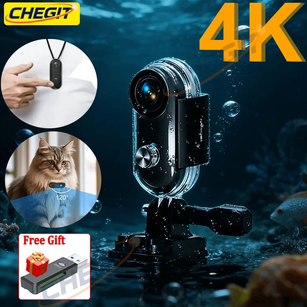 4K Pocket Magnetic POV Vlog Cam Portable Body Chest Recorder Mini Wireless WiFi Waterproof Action Camera Helmet Bicycle Sports