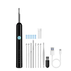 Enhanced Smart HD Ear Camera with WiFi - Waterproof Ear Cleaner & Digital Wax Removal Tool (Black More Spoons)