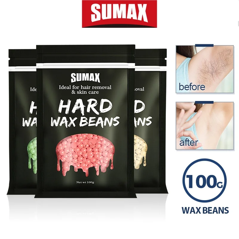 SUMAX Hard Wax Beans Hot Film Painless Hair Removal 100g for Full Body Bikini Face Legs Underarm