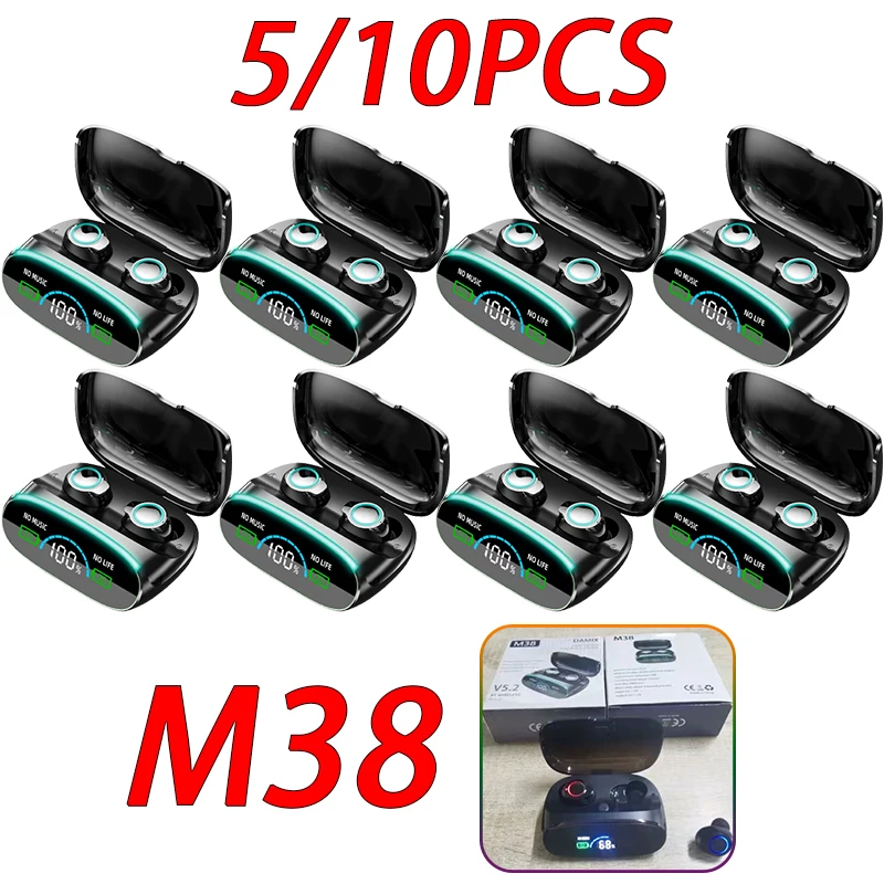 

5/10PCS M38 TWS Bluetooth Earphone Wireless Headset Wholesale Earplug HiFi Microphone Game Motion M10 Upgrade Headset PK F9-5C